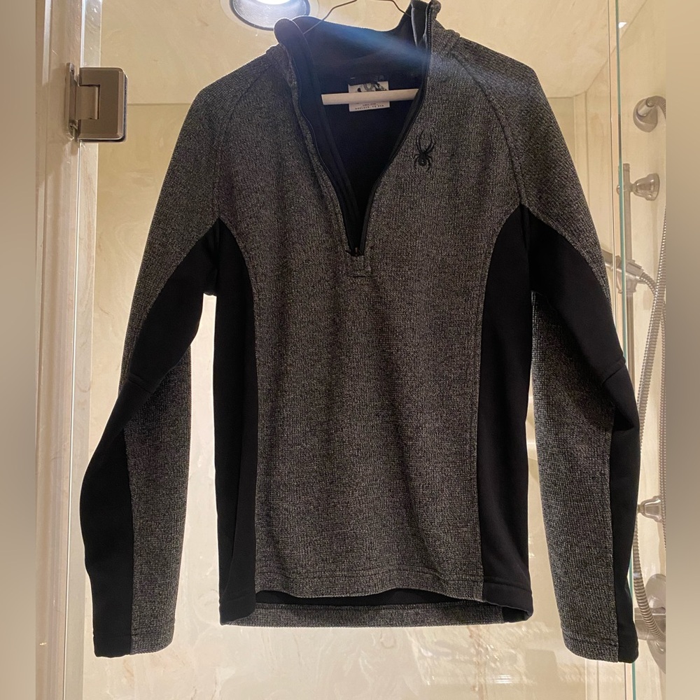 Spyder Men's Charcoal and Black Zip-Up Sweater